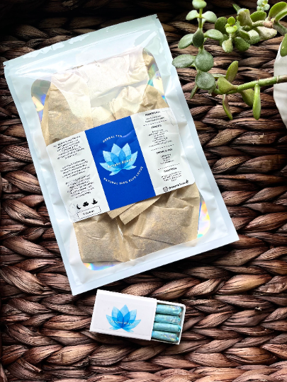 Blue Lotus Beginner's Bundle • Blue Lotus Flower (12) 1.5g Tea Bags + Matchbox Set